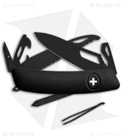 Swiza SH06 Single Hand Button Lock Swiss Pocket Knife Black (3" Black)