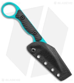 Toor Knives Jank Shank Tactical Fixed Blade Knife Black G-10 (3" Teal) -eos || Kershaw || Spyderco Shop Toor Knives G 10 Jank Shank Teal Tactical Black BHQ 139081 jr sheath