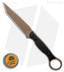 Toor Knives Serpent Tanto Fixed Blade Knife Black G-10 (3.9" FDE) -eos || Kershaw || Spyderco Shop Toor Knives Serpent FDE Fixed Blade Knife Black G10 3.75 BHQ 123637 LS Bottlecap