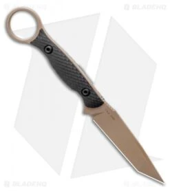 Toor Knives Serpent Tanto Fixed Blade Knife Black G-10 (3.9" FDE) -eos || Kershaw || Spyderco Shop Toor Knives Serpent FDE Fixed Blade Knife Black G10 3.75 BHQ 123637 LS Spine