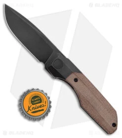 Vero Engineering Mini Synapse Frame Lock Knife Titanium Natural Micarta (3" BW) -eos || Kershaw || Spyderco Shop Vero Engineering Mini Synapse Ti Natural Micarta Black Wash BHQ 177921 jr bottlecap