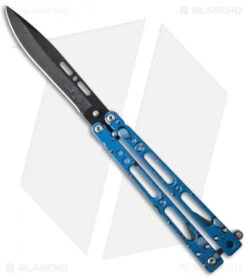 Bear OPS Bear Song IV Butterfly Knife Blue Raindrop (4.38" Black) B-400-AIBD