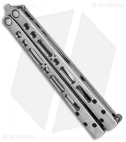 Geof Dumas Rotten EX10 Balisong Butterfly Knife Titanium W/Swedge (4.25" Satin) -eos || Kershaw || Spyderco Shop geof dumas rotten ex10 butterfly swedge BHQ 49632 dl side