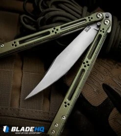 Hom Design Basilisk-R Balisong Knife Standard Issue Green G-10 (4.625" BB) -eos || Kershaw || Spyderco Shop hom design baskilisk r standard issue dl 2