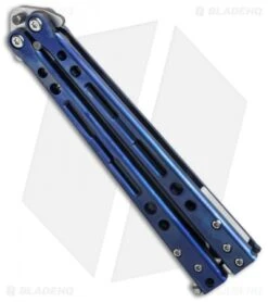Hom Design Specter Evo Titanium Balisong Butterfly Knife Blue (4.4" Two-Tone) -eos || Kershaw || Spyderco Shop hom specter evo blue bottom cm