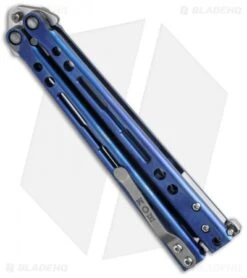 Hom Design Specter Evo Titanium Balisong Butterfly Knife Blue (4.4" Two-Tone) -eos || Kershaw || Spyderco Shop hom specter evo blue side cm