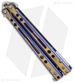 Hom Design Specter Evo Titanium Balisong Knife Purple Gold (4.4" Two-Tone) -eos || Kershaw || Spyderco Shop hom specter evo purple gold bottom cm