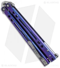 Hom Design Specter Evo Titanium Balisong Butterfly Knife Purple (4.4" Two-Tone) -eos || Kershaw || Spyderco Shop hom specter evo purple side cm
