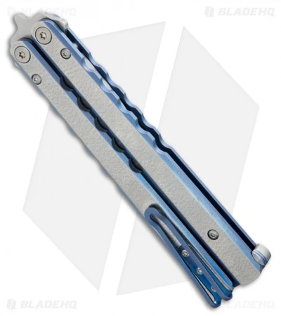 Pro-Tech FlyFather Balisong Butterfly Knife Blue-Silver W/ Clip (Stonewash) FF1 4 Pro-Tech FlyFather Balisong Butterfly Knife Blue-Silver W/ Clip (Stonewash) FF1 - Image 2
