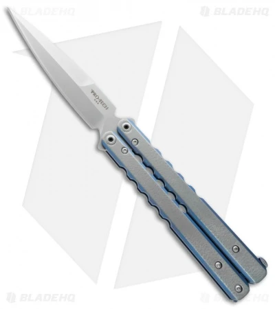 Pro-Tech FlyFather Balisong Butterfly Knife Blue-Silver W/ Clip (Stonewash) FF1 3 Pro-Tech FlyFather Balisong Butterfly Knife Blue-Silver W/ Clip (Stonewash) FF1