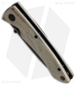 Stone River Ceramic Liner Lock Knife White Stag Horn (2.75" Black) SRG2WSB -eos || Kershaw || Spyderco Shop stone river ceramics srg2wsb cm side